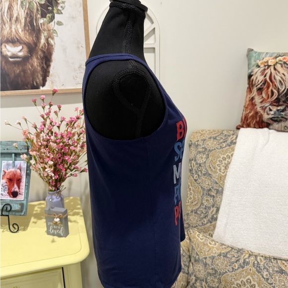 Alya Deep Blue Cotton Blend Top - Picture 5 of 5